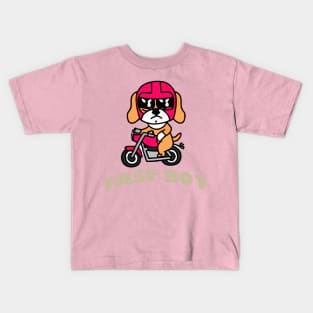 Fast Puggle Boy Dog Owner Retro Funny Dog Kids T-Shirt